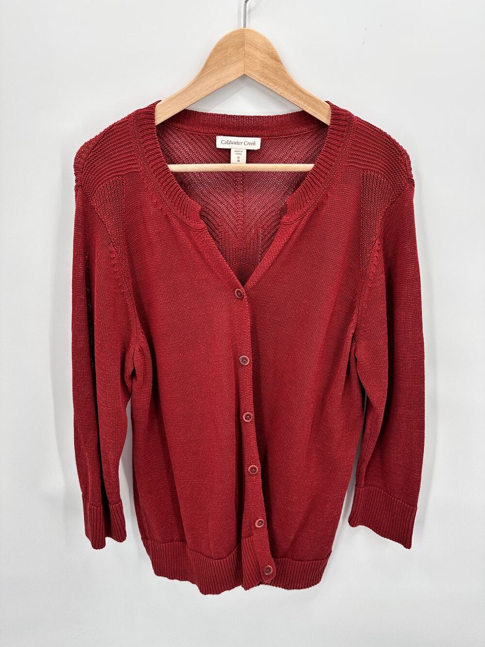COLDWATER CREEK Rust Red Button Down Cardigan // 1X